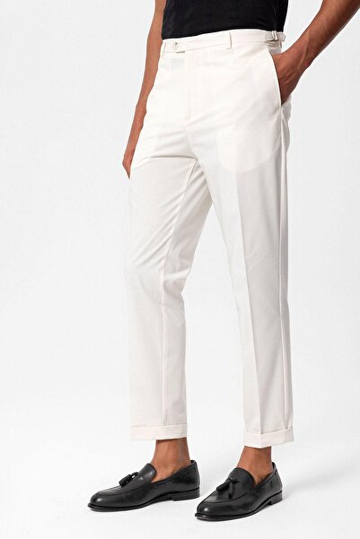 Antioch Ecru Slim Fit Double Leg Men's Trousers
