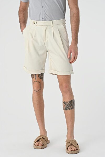 Antioch Ecru Pleated Men's Shorts
