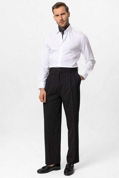Antioch High Waist Black Striped Relax Fit Men's Trousers