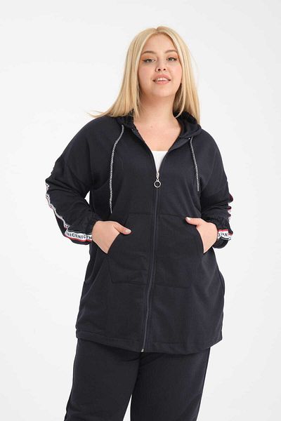 CNG MODA Women's Tomy Zippered Hooded Large Size Tracksuit Set
