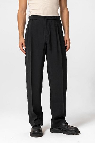 Antioch Black High Waist Pleated Baggy Men's Trousers