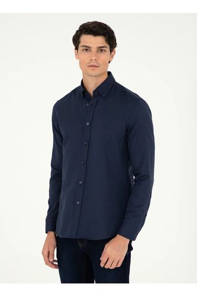 U.S. Polo Assn. Американска поло асоциация. 1958930 Модел Мъжка риза - Тъмносин