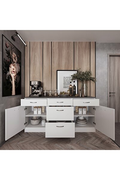 Tdesigno Alen Mutfak 5 Çekmeceli Alt Modül -180 Cm - Çok Amaçlı Dolap -tezgah Dahil