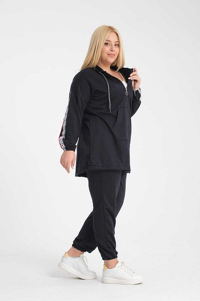 CNG MODA Women's Tomy Zippered Hooded Large Size Tracksuit Set