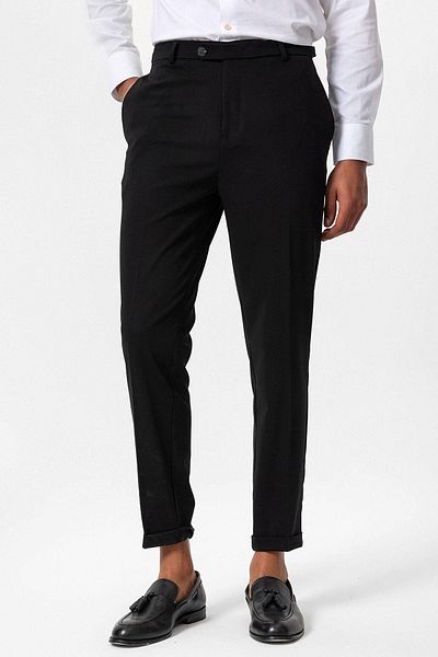Antioch Black Slim Fit Double Leg Men's Trousers