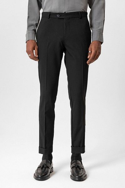 Antioch Black Regular Fit Double Leg Men's Trousers