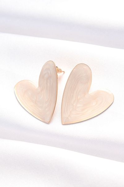 Clariss Stone Color Enamel Heart Earrings