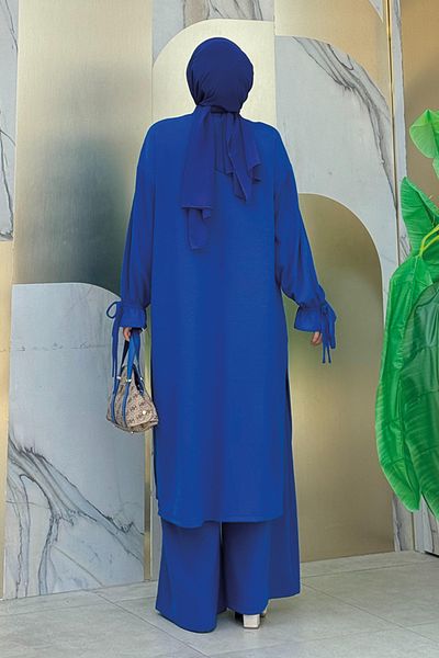 Bym Fashion Σετ πλεκτό τουνίκ και παντελόνι - Λεπτομέρεια με κουμπί, 6020 Saks