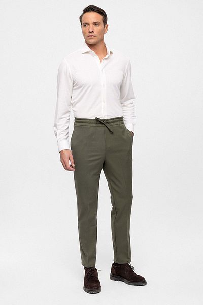 Antioch Khaki Elastic High Waist Men's Trousers