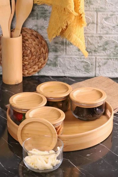 Atbyhome Duo 300 ml Silicone Bamboo Glass Breakfast Set - Luxury Presentation
