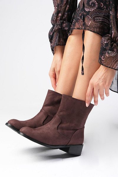 Mio Gusto Marnie Brown Non-Zipper, Thin Faux Fur Lined Women's Heelless Boots