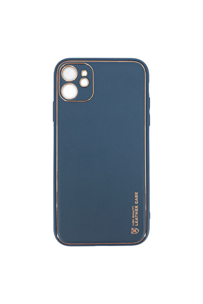 Nettech Apple Iphone 11 Uyumlu Coco Leather Seri Arka Koruma Kılıf - Lacivert