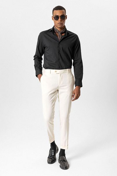 Antioch Ecru Color - Double Leg Regular Fit Men's Trousers