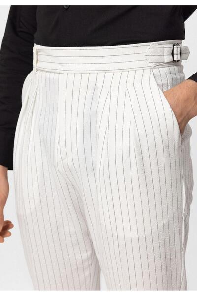 Antioch High Waist White Striped Men's Trousers