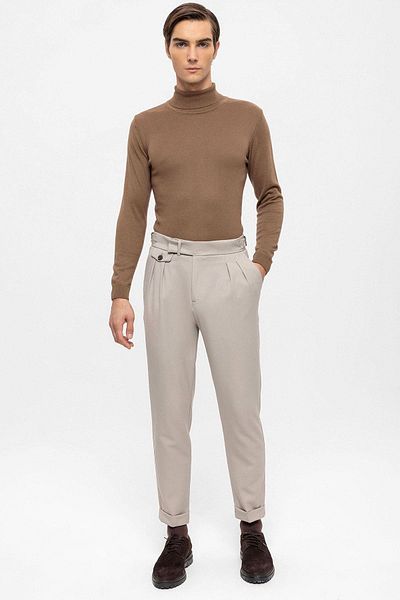 Antioch Mink High Waist Pleated Men's Trousers