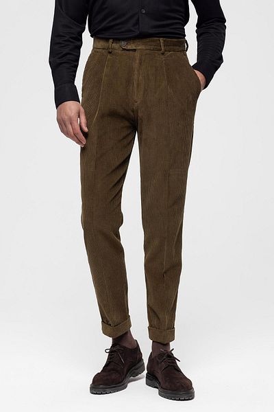 Antioch Mink High Waist Pleated Velvet Men's Trousers