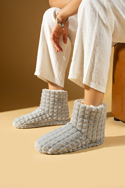 WMİLANO Дамски сиви чехли, ежедневни, с топла подплата, удобни домашни ботуши...