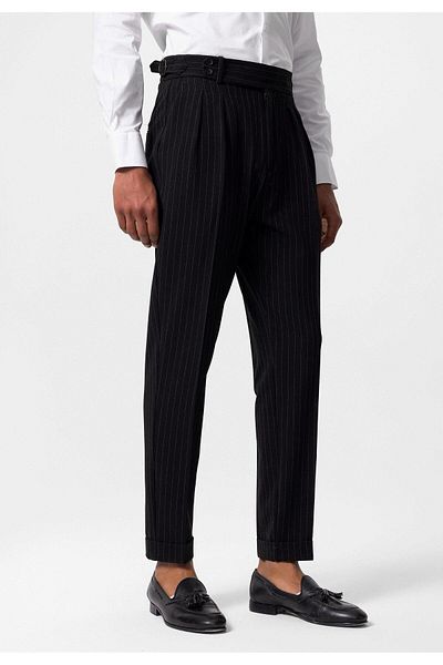 Antioch High Waist Striped Black Men's Trousers
