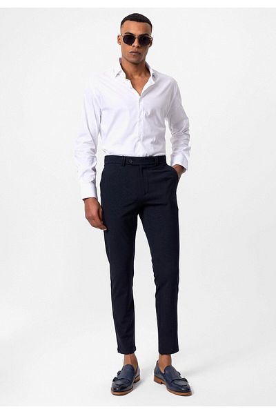 Antioch Ανδρικό υφασμάτινο παντελόνι Navy Blue Slim Fit με ίσια αξεσουάρ