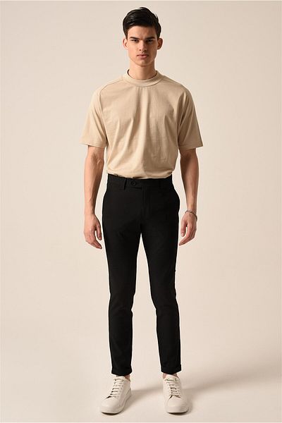 Antioch Black Men's Slim Fit Trousers with Accessories
