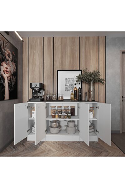 GC Beyaz Tezgahlı Cellin Mutfak Alt Modül 160 Cm Beyaz - Beyaz Tezgah Dahil