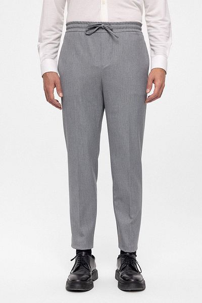 Antioch Light Gray Elastic High Waist Men's Trousers