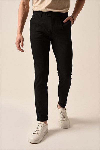 Antioch Black Men's Slim Fit Trousers with Accessories