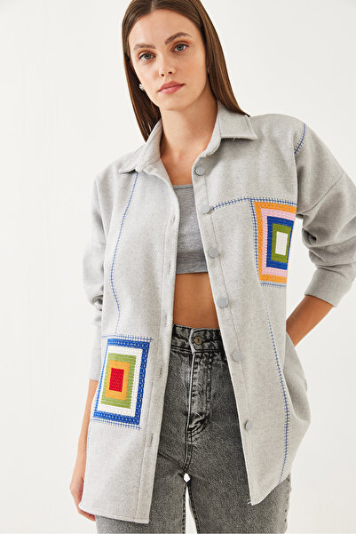 Bianco Lucci Γυναικείο πουκάμισο με κέντημα με λεπτομέρειες 60351009