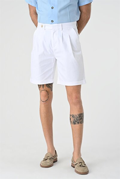 Antioch White Pleated Men's Shorts