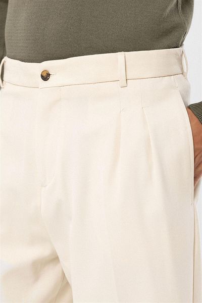 Antioch Dark Ecru High Waist Pleated Comfortable Fit Men's Trousers