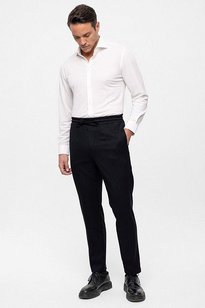 Antioch Black Elastic High Waist Men's Trousers
