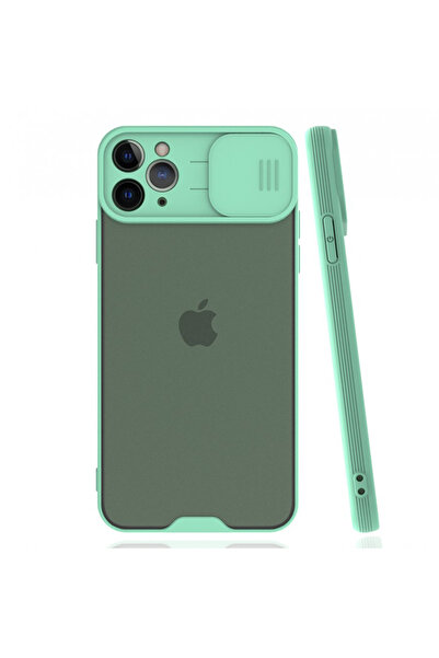 Nettech İphone 11 Pro Uyumlu Platin Kamera Kızaklı Arka Koruma Kılıf - Su Yeşili