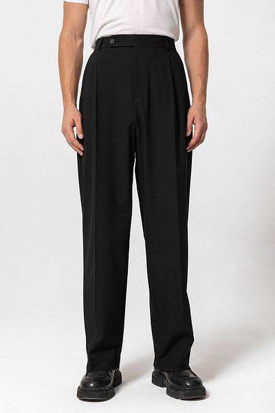 Antioch Black Baggy High Waist Men's Fabric Pants