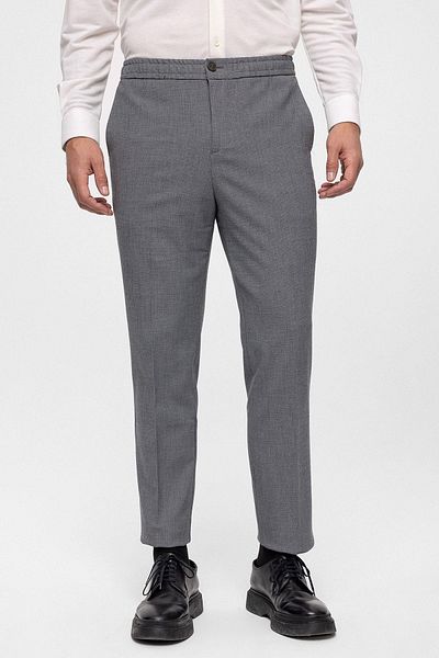 Antioch Gray Elastic Waist Regular Fit Men's Trousers