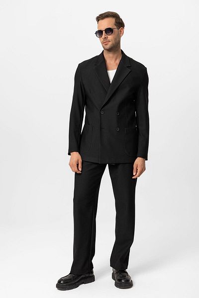 Antioch Black Relax Fit Men's Set - Double Breasted Closure