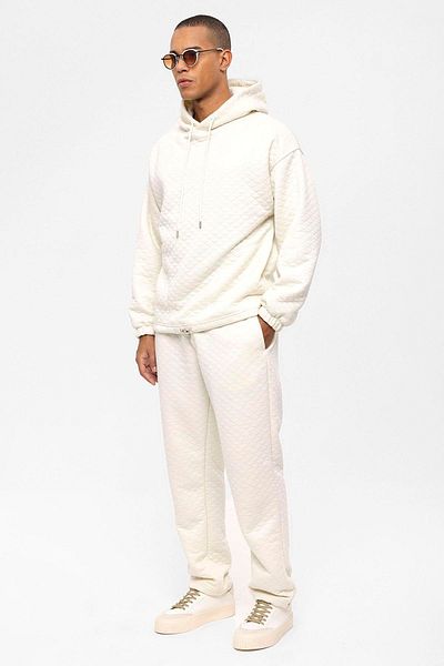 Antioch Ecru Diamond Patterned Oversize Men's Tracksuit Set