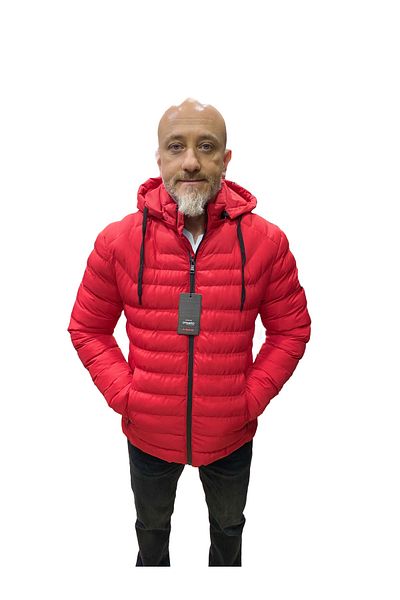 DYNAMO Men's Red Hooded Puffer Jacket
