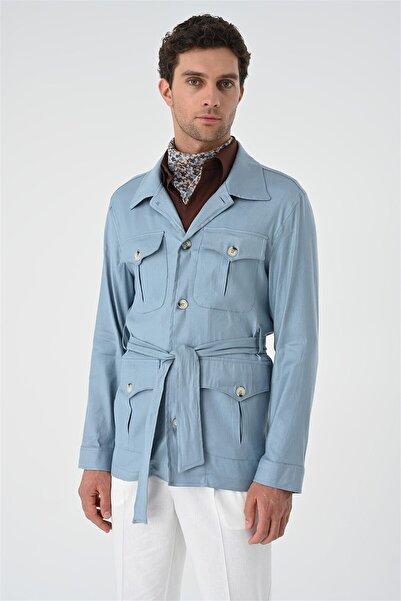 Antioch Blue Belted Men's Seasonal Linen Coat