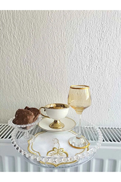 Çt Çeyizci Tekstil 6 مناديل تقديم بلون القهوة - كوكتيل وقاعدة أكواب