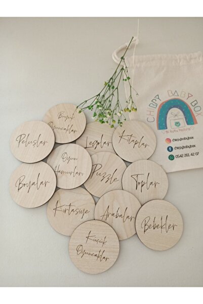 Chirpy Türkçe 12 Li Ahşap Dolap Etiketleri