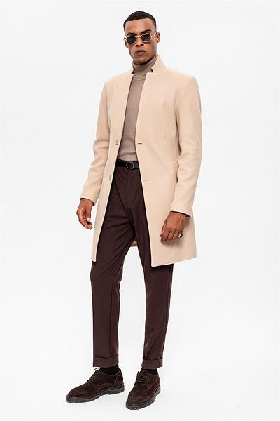 Antioch Beige Judge Collar Men's Coat