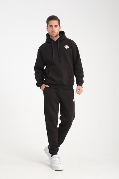 Valiberta Oversize Puff Printed Men's Cozyfit Raised Tracksuit Set - Black
