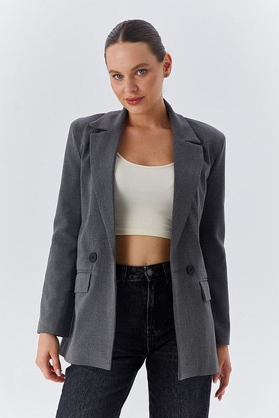 Mixray Jachetă Blazer Damă Antracit 4516 - Detaliu în unt