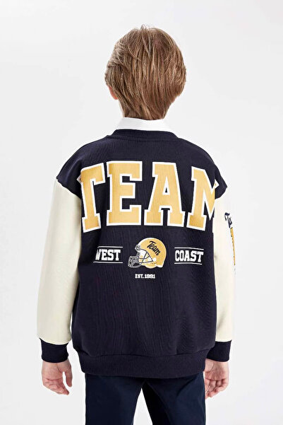 DeFacto Φούτερ DFC - Boy's Crew Neck με στάμπα Oversize