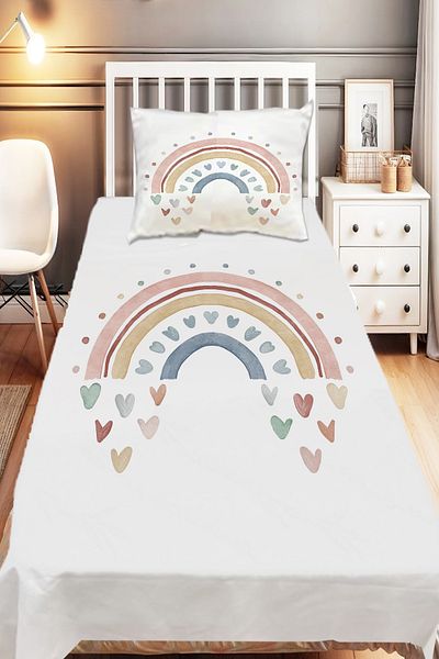 Else Halı Rainbow Boho Patterned Girl's Decorative Printed Bedspread