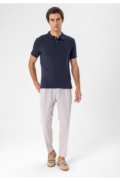 Antioch Navy Blue Polo Neck Slim Fit Men's T-shirt