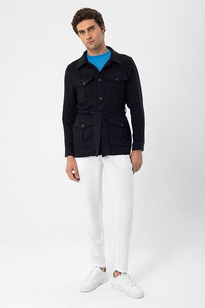 Antioch Black Belted Men's Seasonal Linen Coat