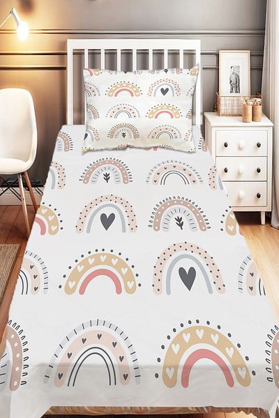 Else Halı Colorful Boho Rainbows Patterned Girl's Decorative Printed Bedspread