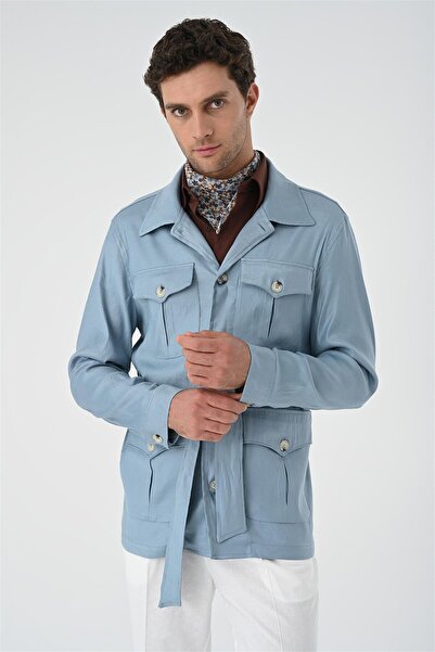 Antioch Blue Belted Men's Seasonal Linen Coat