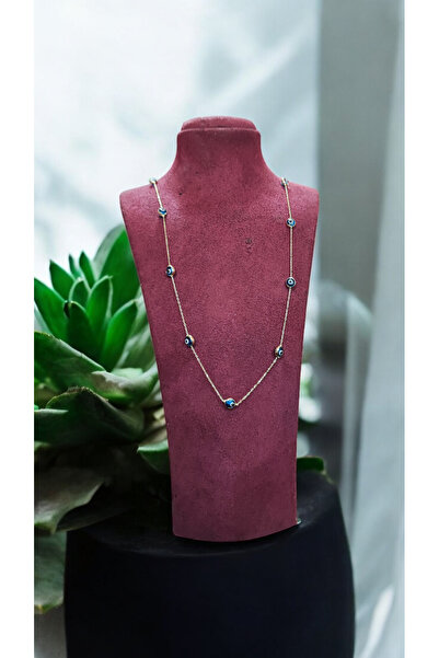 MİNİMAL Altın Nazar Boncuklu Kolye "lapis"